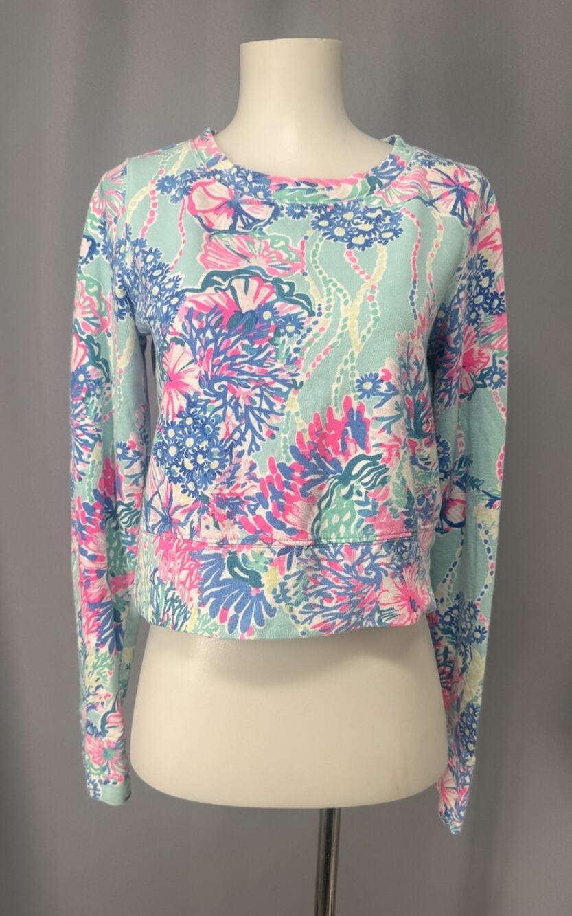 Lilly Pulitzer Luxletic Alex Crop Top Womens XS Colorful Beach Coastal Colorful